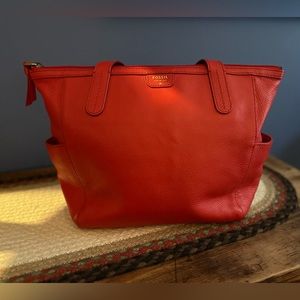 Red Fossil tote